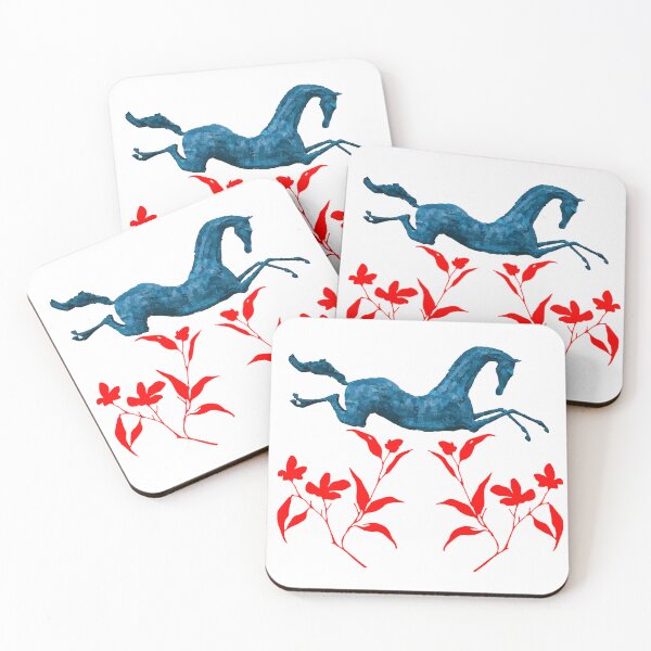 Item preview, The Blue Horse and Red Vector Flowers designed and sold by atelierhol.