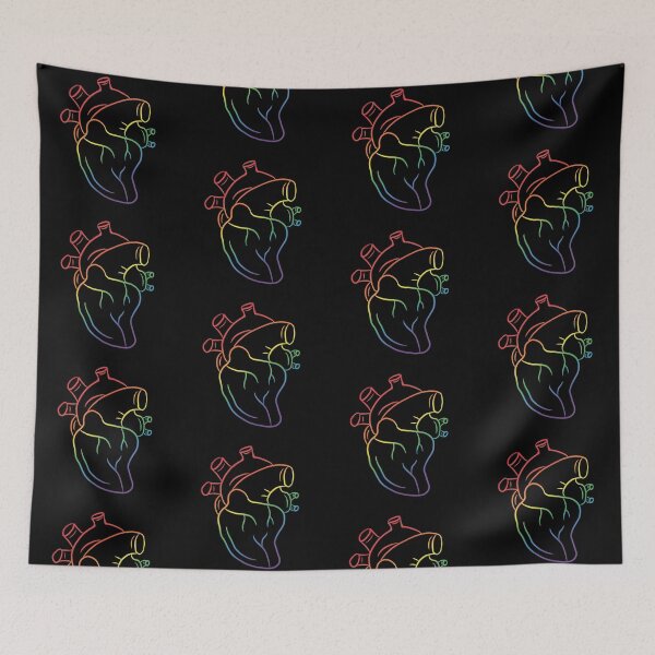 Item preview, Line art rainbow anatomical heart LGBTQ+ Love designed and sold by mimmudesigns.