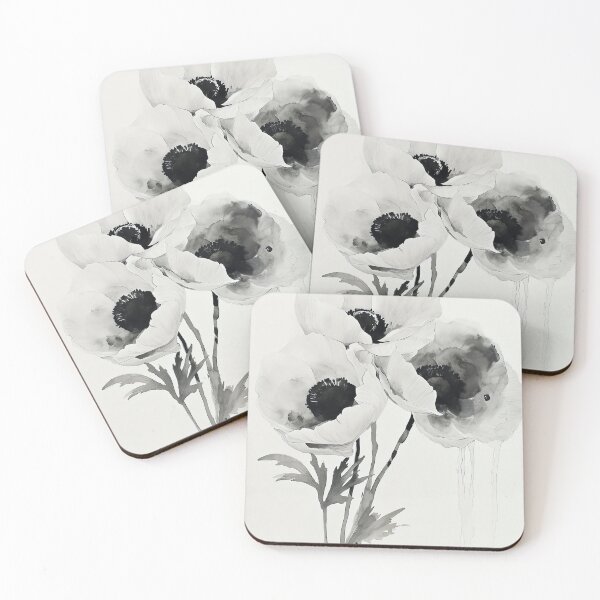 Item preview, Black and White Ranunculus Watercolor Floral designed and sold by Peek-Designs.