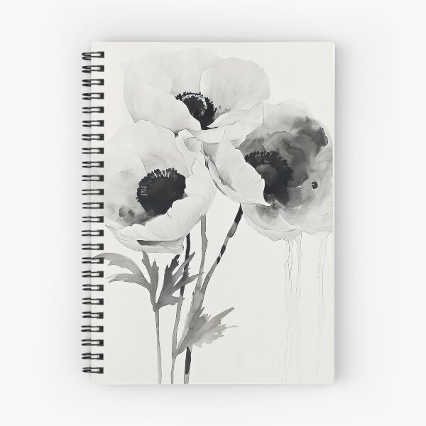 Item preview, Black and White Ranunculus Watercolor Floral designed and sold by Peek-Designs.