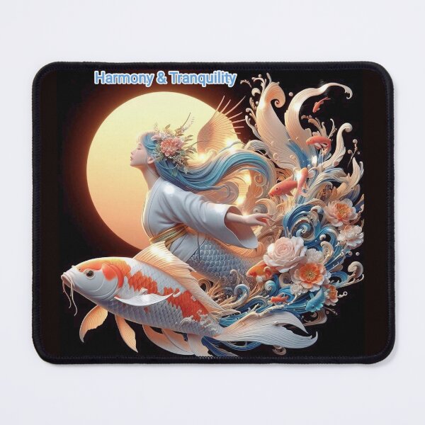 Item preview, Mermaid and Koi fish traverse together in a blossoming flower waves. designed and sold by Lam168.