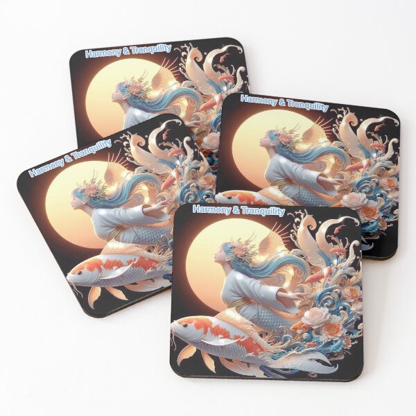 Item preview, Mermaid and Koi fish traverse together in a blossoming flower waves. designed and sold by Lam168.
