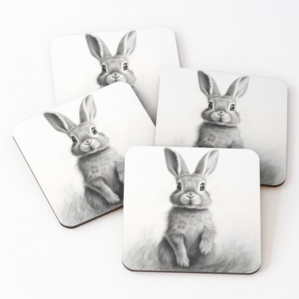 Item preview, Black and white Rabbit pencil drawing designed and sold by Pencil-Art.