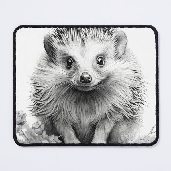 Artikelvorschau, Schwarz-weiße Igel-Bleistiftzeichnung entworfen und verkauft von Pencil-Art.