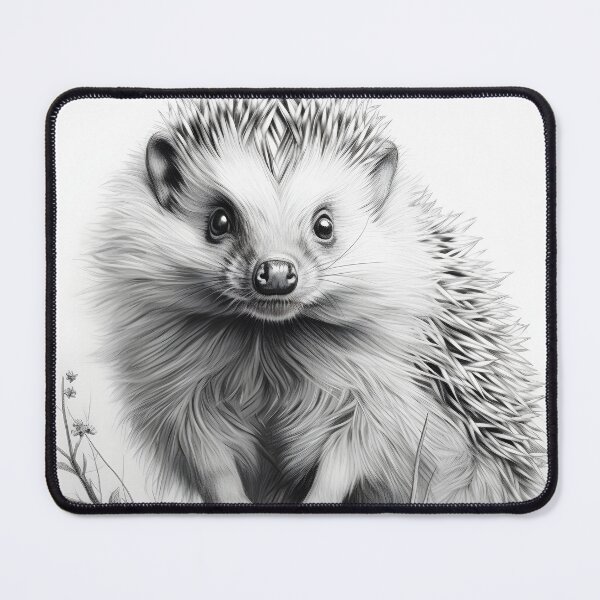 Artikelvorschau, Schwarz-weiße Igel-Bleistiftzeichnung entworfen und verkauft von Pencil-Art.