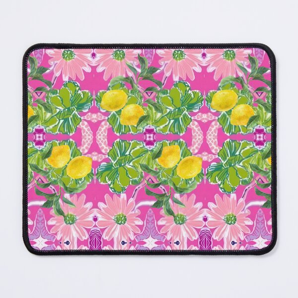 Item preview, Preppy daisies and lemons on hot pink designed and sold by SophieClimaArt.
