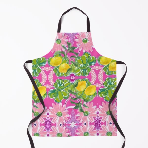 Item preview, Preppy daisies and lemons on hot pink designed and sold by SophieClimaArt.