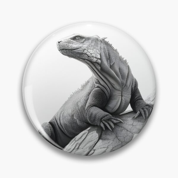 Artikelvorschau, Schwarz-weiße Komodowaran-Bleistiftzeichnung entworfen und verkauft von Pencil-Art.