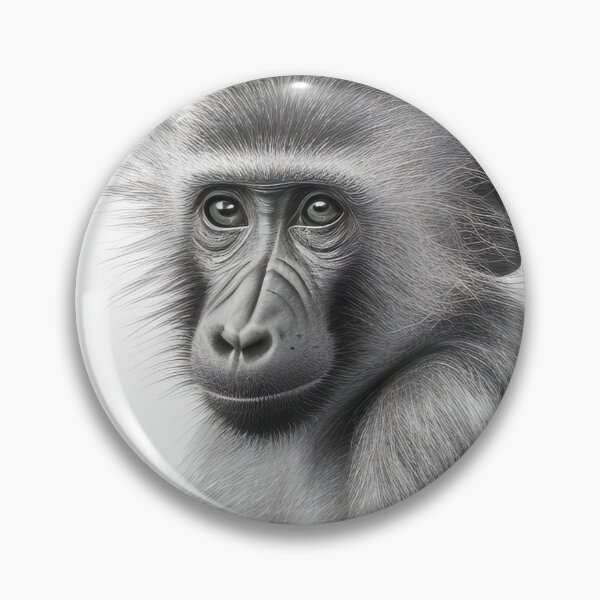 Item preview, Black and white baby baboon pencil drawing designed and sold by Pencil-Art.