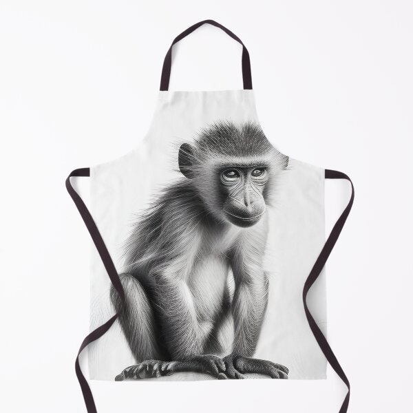 Item preview, Black and white baby baboon pencil drawing designed and sold by Pencil-Art.