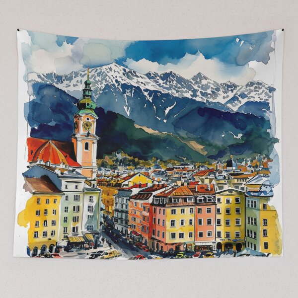 Item preview, Watercolor Design of Innsbruck - Austria designed and sold by Sketch-Shack.