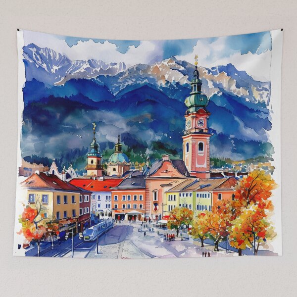 Item preview, Watercolor Design of Innsbruck - Austria designed and sold by Sketch-Shack.