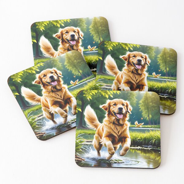 Artikelvorschau, Golden Retriever Splashing in a Pond entworfen und verkauft von NerdscapeDC.