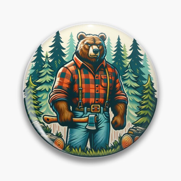 Item preview, Strong Bear Lumberjack In Lush Forest With Axe designed and sold by HevsanDesign.