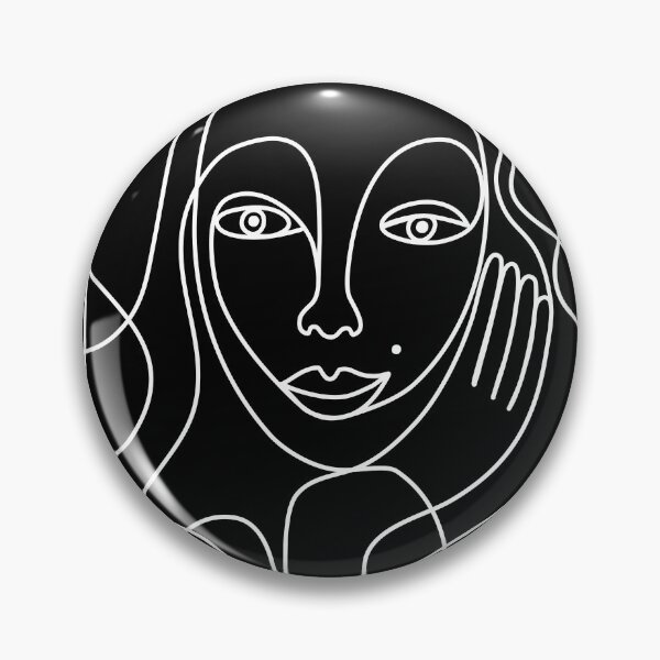 Item preview, Hello you - line drawn female portrait - white on black designed and sold by Cecca-Designs.