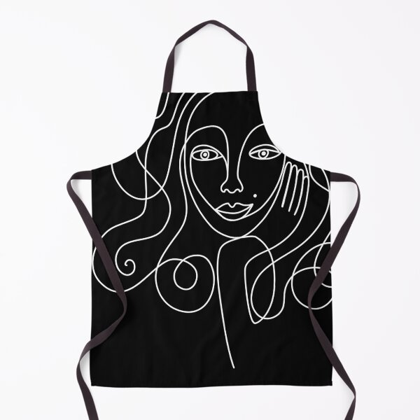 Item preview, Hello you - line drawn female portrait - white on black designed and sold by Cecca-Designs.