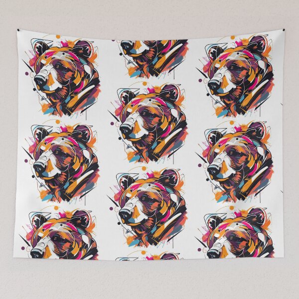 Item preview, Bear portrait in abstract art designed and sold by randrdesign.