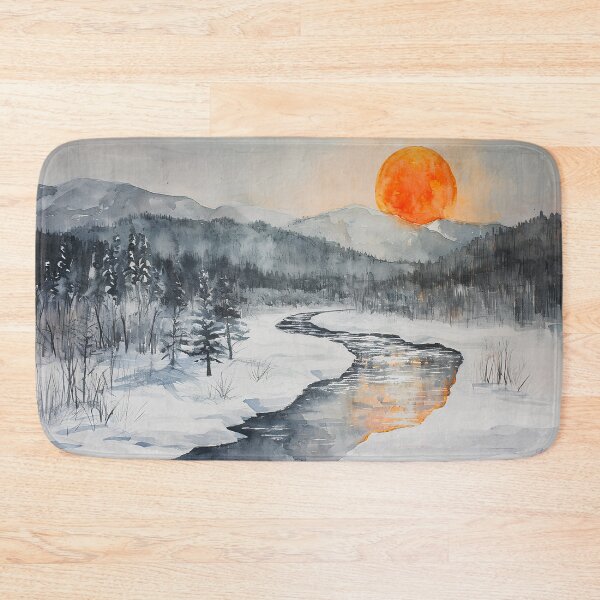 Item preview, River landscape with bright sun designed and sold by randrdesign.