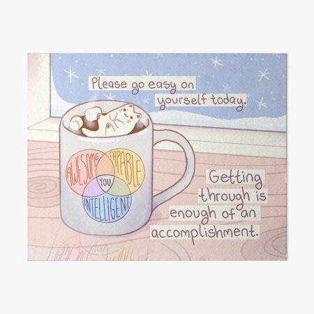 Vista previa del artículo con la obra «"Por favor, sé amable contigo mismo" Marshmallow Cat», diseñado y vendido por thelatestkate.