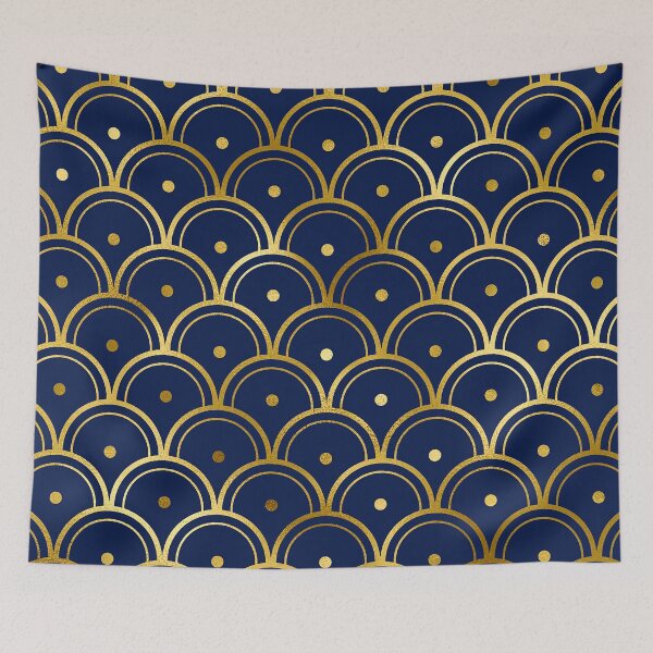 Item preview, Exotic Blue And Golden Hues Art Deco Pattern designed and sold by DEC02.