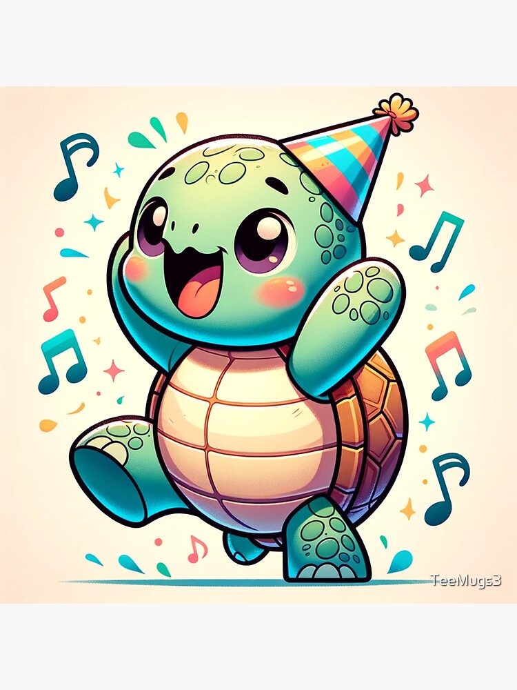 Thumbnail 3 of 3, Sticker, Dancing Delight: The Joyful Turtle designed and sold by TeeMugs3.