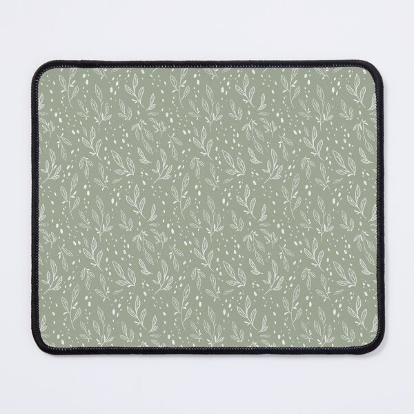 Item preview, White leaf pattern on green designed and sold by Ellen Wilberg.