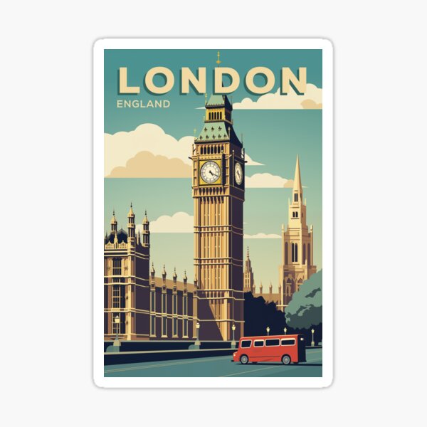 Item preview, England London - Vintage Travel Poster Big Ben Tower Retro designed and sold by artra-shop.