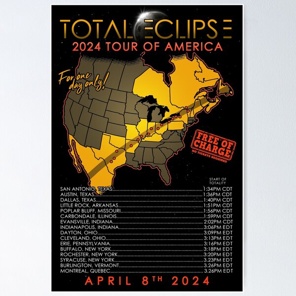 Item preview, Total Solar Eclipse April 8th 2024 Poster - Tour of America designed and sold by Nerd Shizzle.