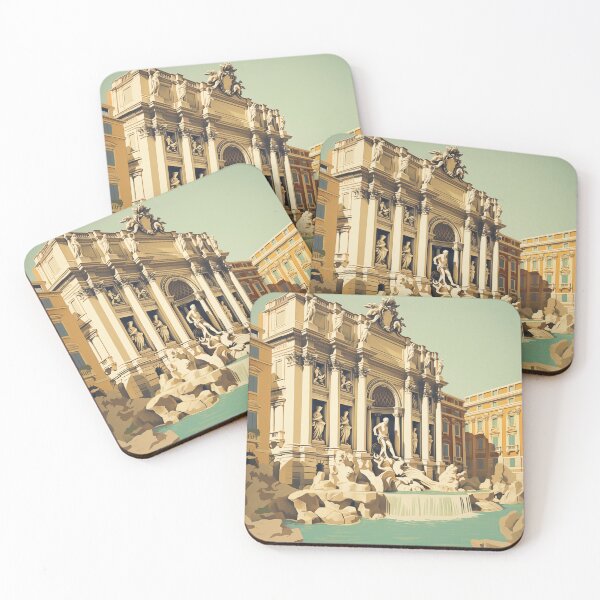 Item preview, Italy Rome - Vintage Travel Poster Retro Trevi Fountain designed and sold by artra-shop.
