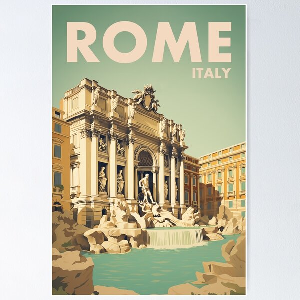 Artikel-Vorschau von Italien Rom - Vintages Reiseplakat Retro Trevi-Brunnen, designt und verkauft von artra-shop.