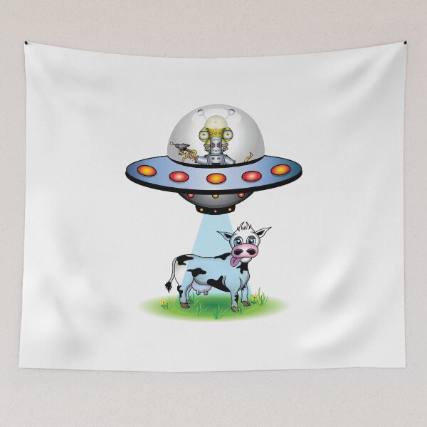 Item preview, Alien in spaceship tries to abduct a cow. designed and sold by Jamie Swimm.