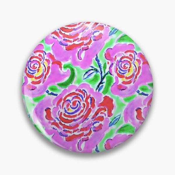 Item preview, Preppy pink and green roses in watercolor and markers designed and sold by SophieClimaArt.