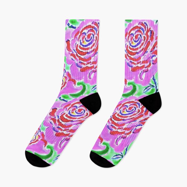 Item preview, Preppy pink and green roses in watercolor and markers designed and sold by SophieClimaArt.