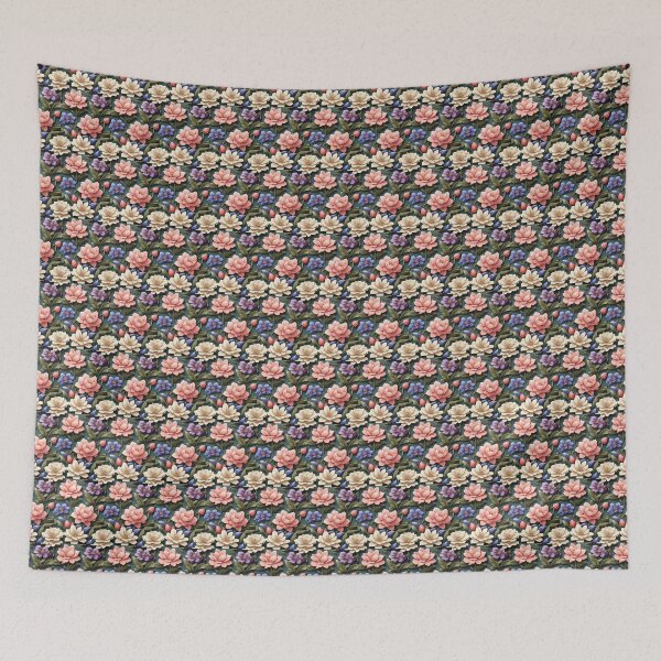 Item preview, Purple Pink White & Blue Flowers Repeating Pattern Design designed and sold by Alchemy-A-La-G.