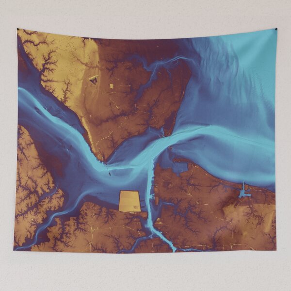 Item preview, Hampton Roads, Virginia Map, in comic colors designed and sold by DreamingBeetle.