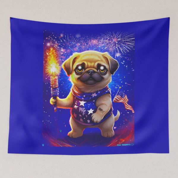 Item preview, Pug HAPPY HOLIDAYS 164 4th of July  designed and sold by RedBluffTraders.