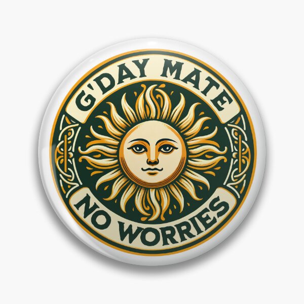 Item preview, G’Day Mate No Worries Funny Australian Greeting Retro Sun Inspirational Saying  designed and sold by Bad Kitty Designz.