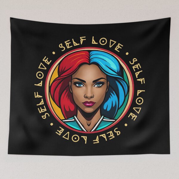Item preview, Superhero Woman Yellow Self Love Mantra Red & Blue designed and sold by Melan Designs.