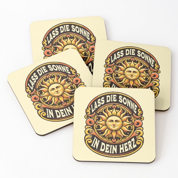 Item preview, Let The Sun Into your Heart Retro Sun German Phrase Inspirational Words  designed and sold by Bad Kitty Designz.