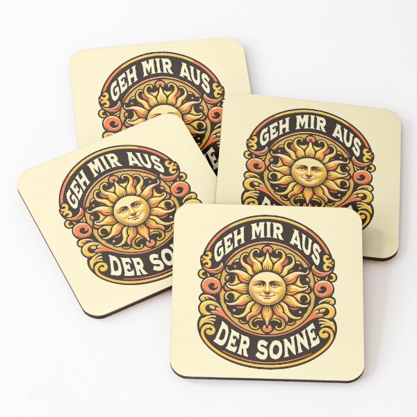 Item preview, Get out Of My Sun Retro Sun German Phrase Inspirational Words  designed and sold by Bad Kitty Designz.