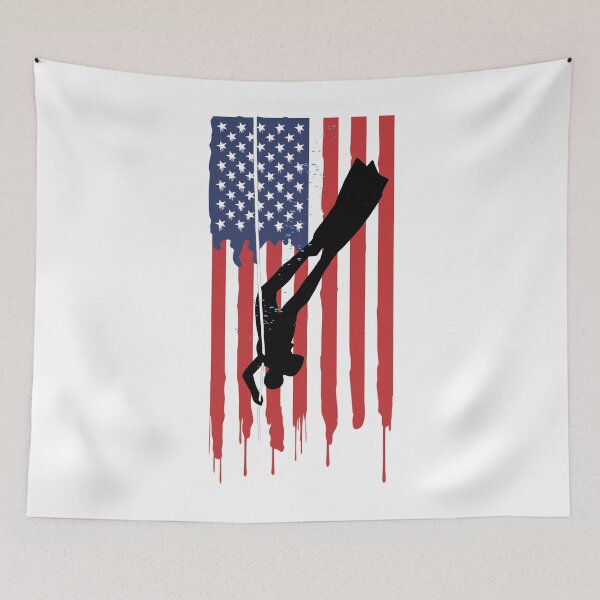 Item preview, USA America flag with an apnea diver designed and sold by ro83land.