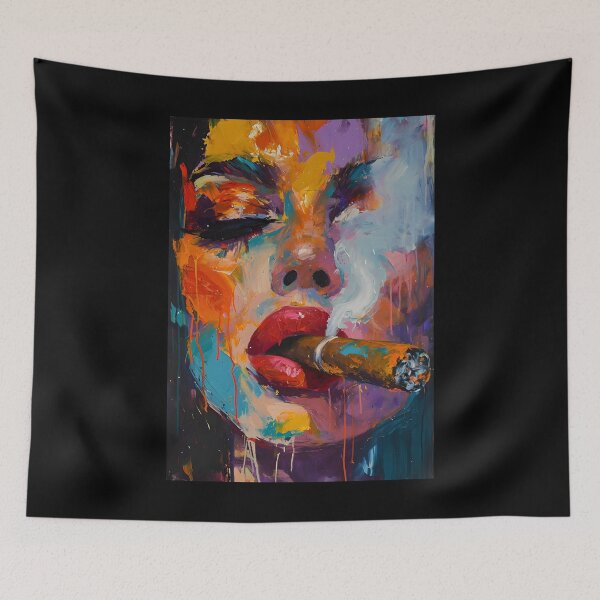 Item preview, Vibrant Reverie- The Allure of Bold Brushstrokes and Modernity in Red Lipstick and Cigar Fusion designed and sold by OlfactoART Studio.