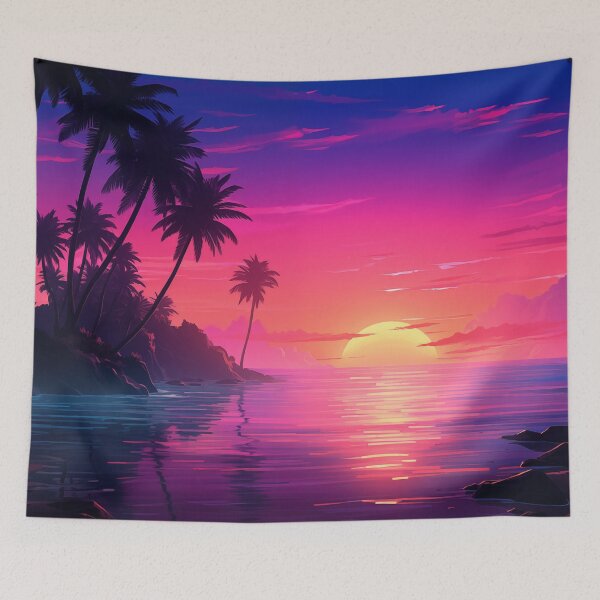 Item preview, Lush Synthwave Retreat: Horizon Vibes Atmosphere designed and sold by Mullet Monkey.
