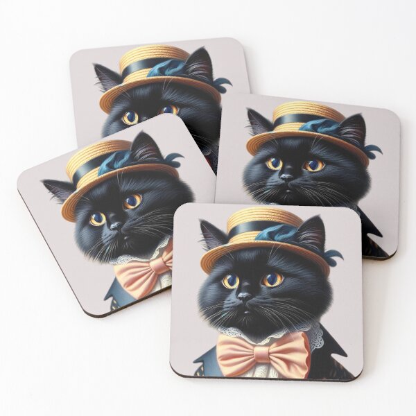 Item preview, Charming black cat with hat designed and sold by aikittycats.