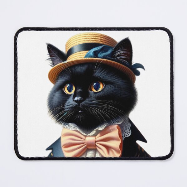 Item preview, Charming black cat with hat designed and sold by aikittycats.