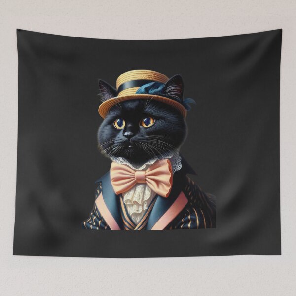 Item preview, Charming black cat with hat designed and sold by aikittycats.