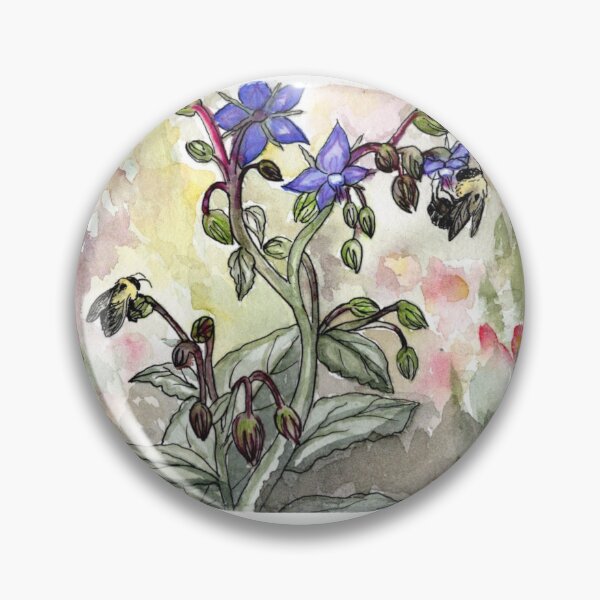 Item preview, Borage and Bumblebees designed and sold by tacitdiddle.