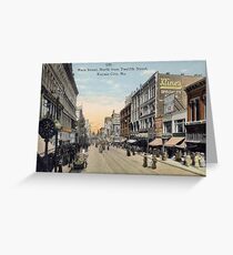 1911 Main Street KCMO North view from Twelfth Street antique Postcard Greeting Card
