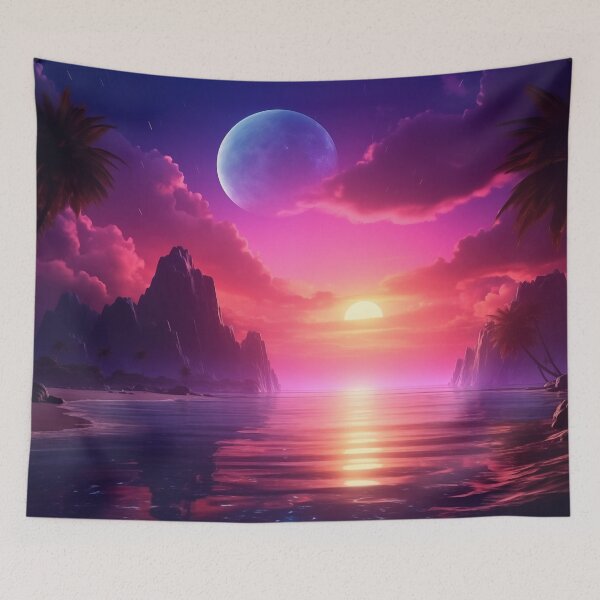 Item preview, Neon Horizon Mirage: Ethereal Synthwave Oasis designed and sold by Mullet Monkey.