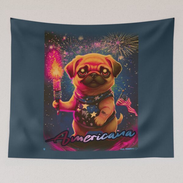 Item preview, Pug HAPPY HOLIDAYS 164 4th of July AMERICANA designed and sold by RedBluffTraders.